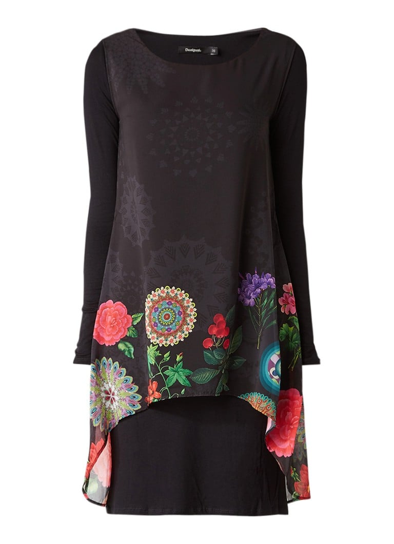 Desigual Kerowac tuniekjurk met semi-transparante overlay zwart