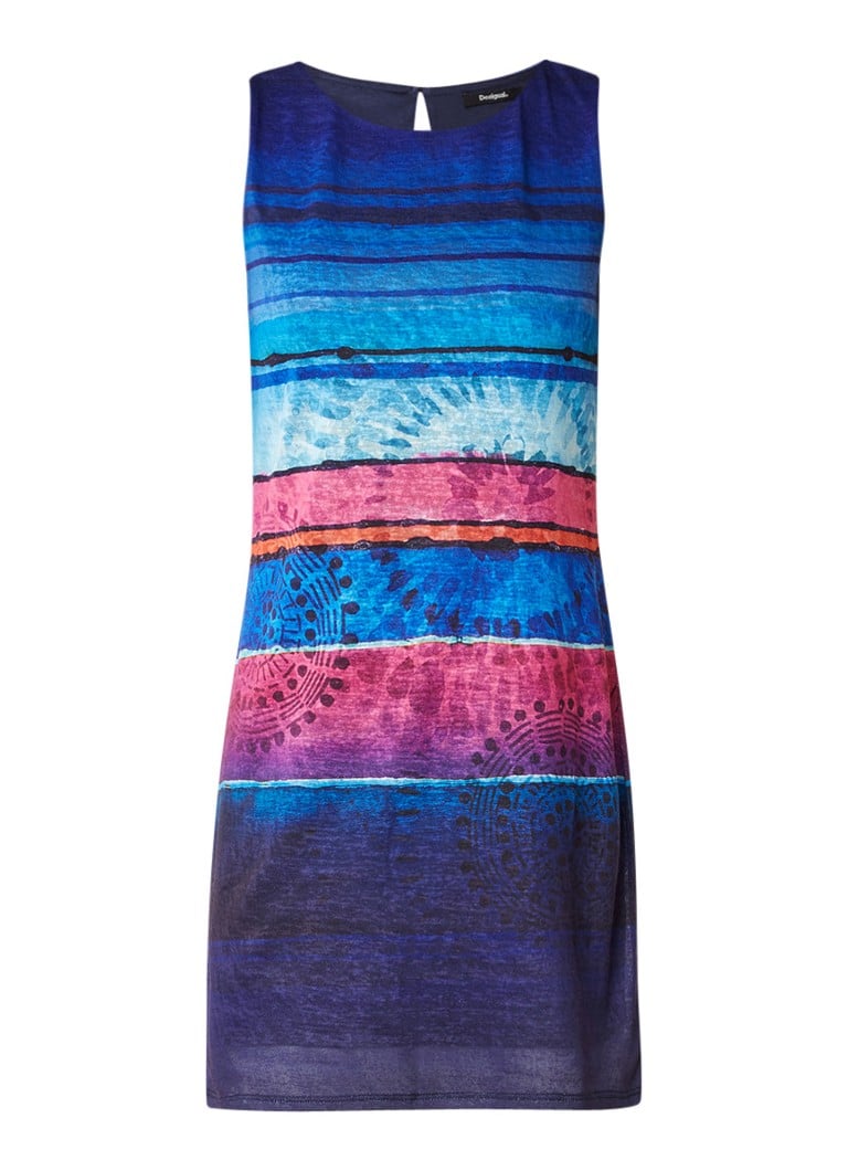 Desigual Adana mouwloze minijurk met streepdessin blauw