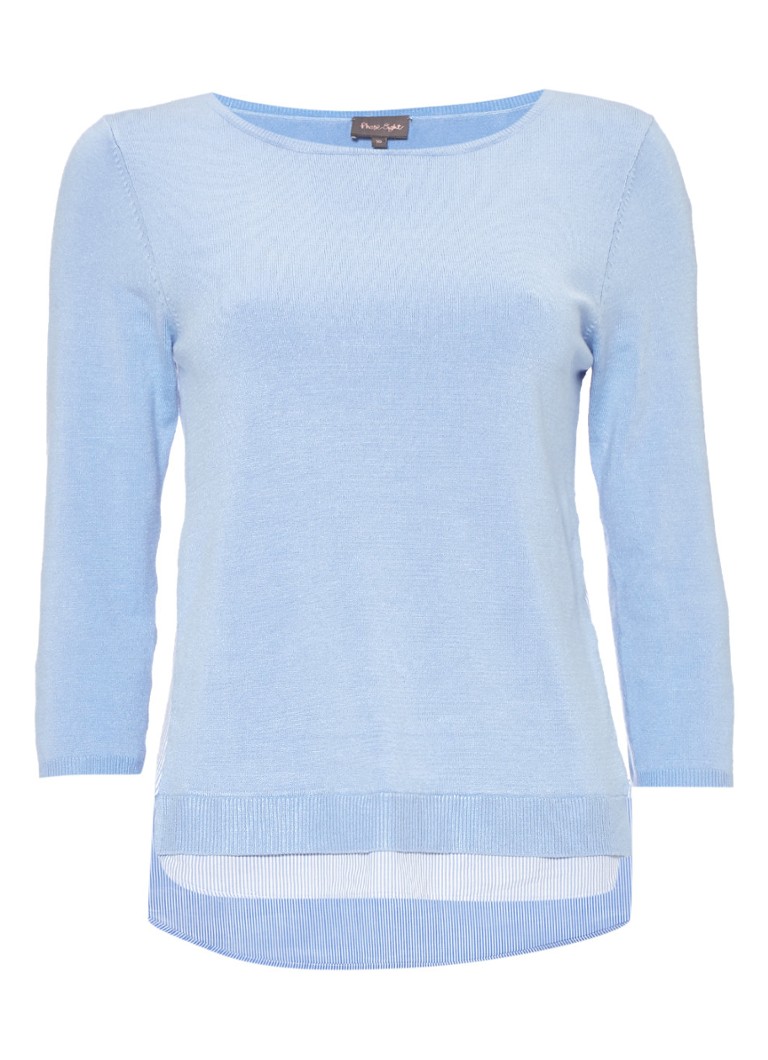 Phase Eight Vita pullover met gestreepte blouselook wit