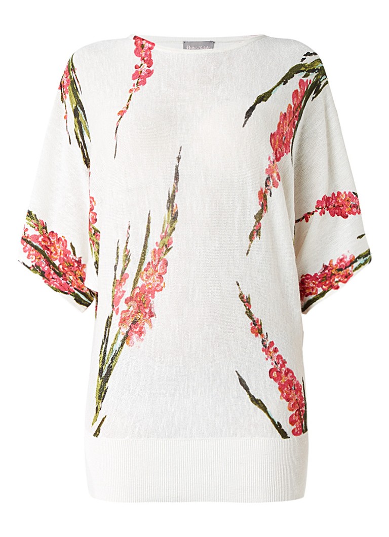 Phase Eight Lupin top in linnnenblend met bloemendessin wit