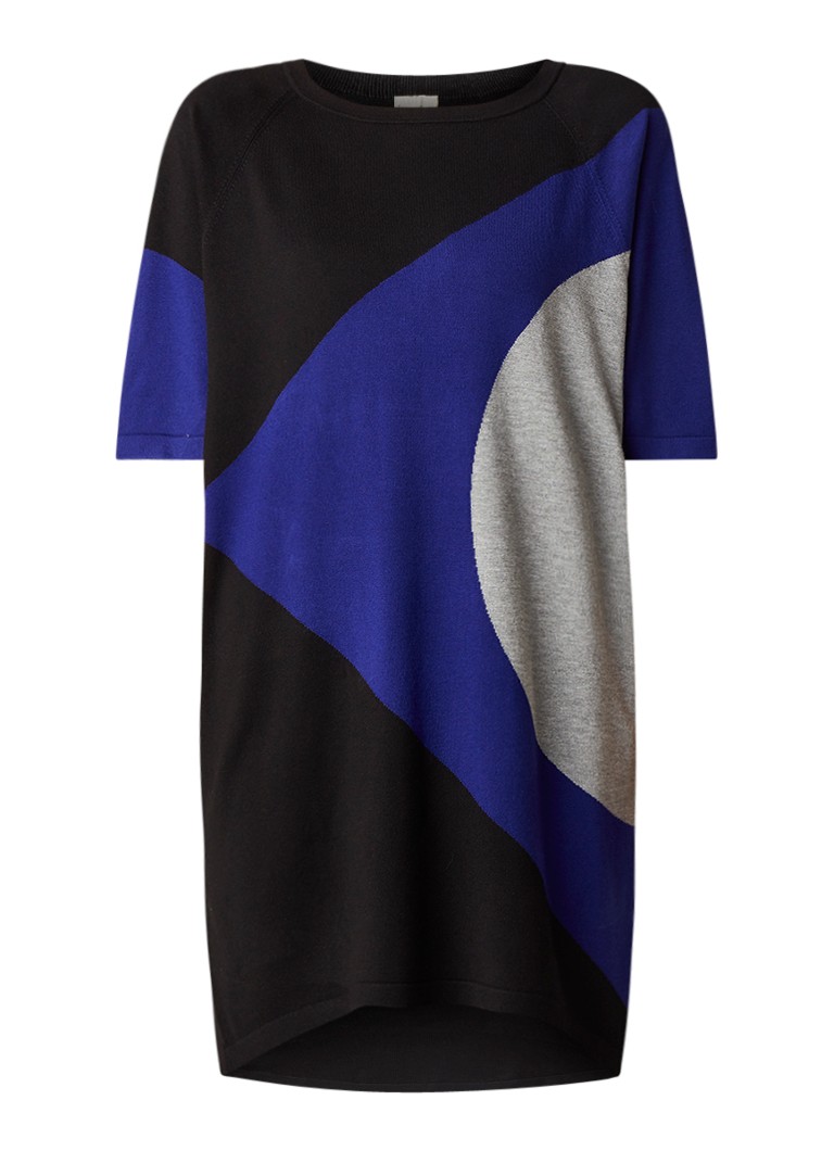 Phase Eight Alexa fijngebreide jurk met grafisch dessin kobaltblauw