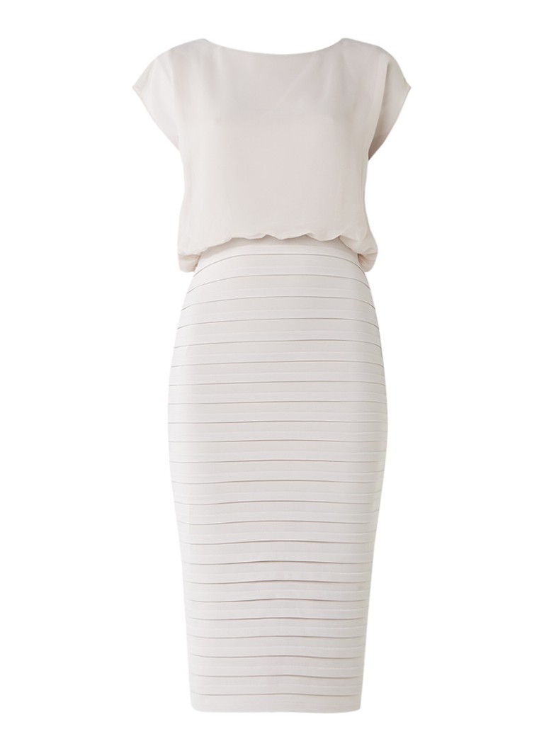 Mint Velvet Gelaagde kokerjurk met rugdecolleté naturel