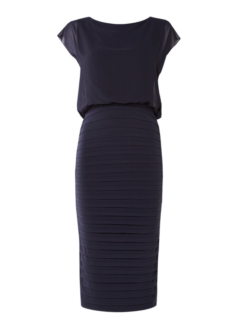 Mint Velvet Gelaagde kokerjurk met rugdecolleté donkerblauw