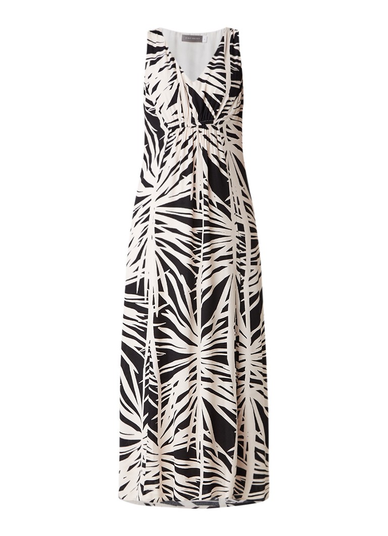 Mint Velvet Talia mouwloze maxi-jurk met abstract dessin zand