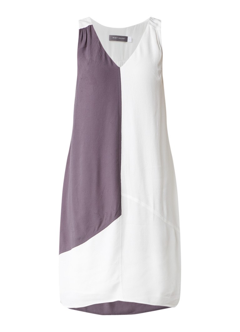 Mint Velvet Mouwloze crÃªpe jurk met color blocking grijs