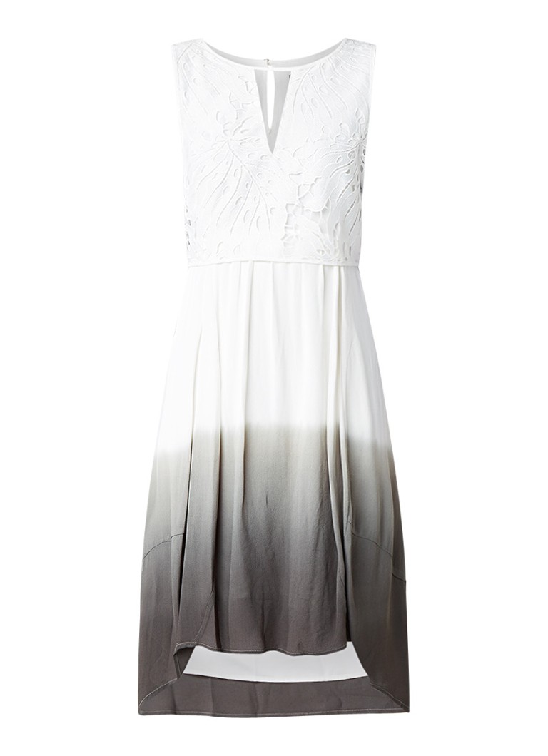 Mint Velvet Midi-jurk met overlay van kant en ombrÃ©-effect wit