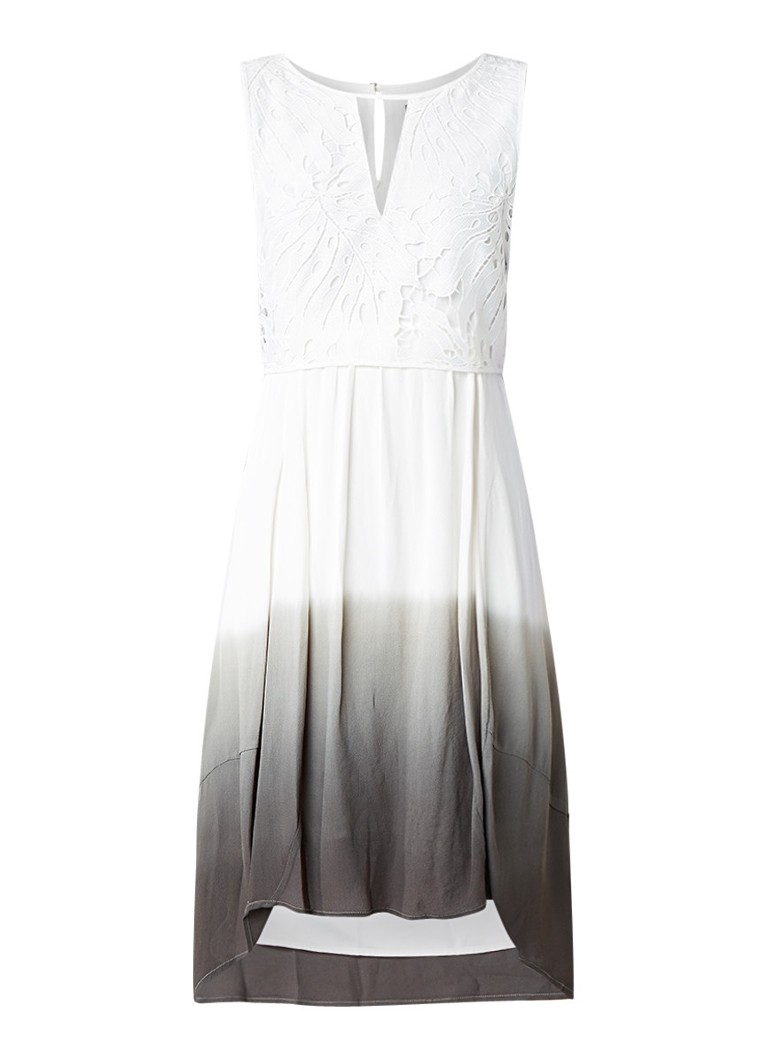 Mint Velvet Midi-jurk met overlay van kant en ombré-effect wit