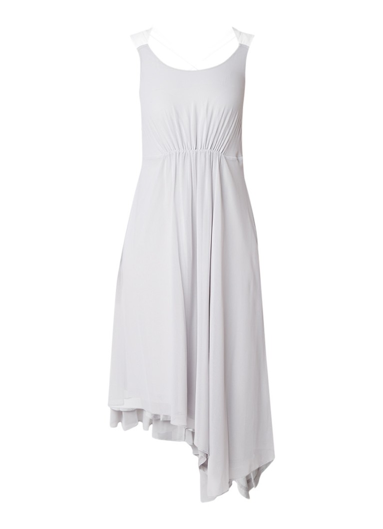 Mint Velvet Ivory A-lijn jurk van crêpe met gekruiste banden lichtgrijs