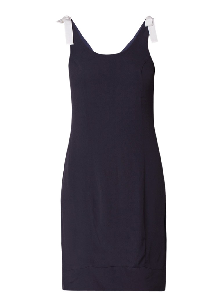 Mint Velvet A-lijn jurk van crÃªpe met strikdetails donkerblauw