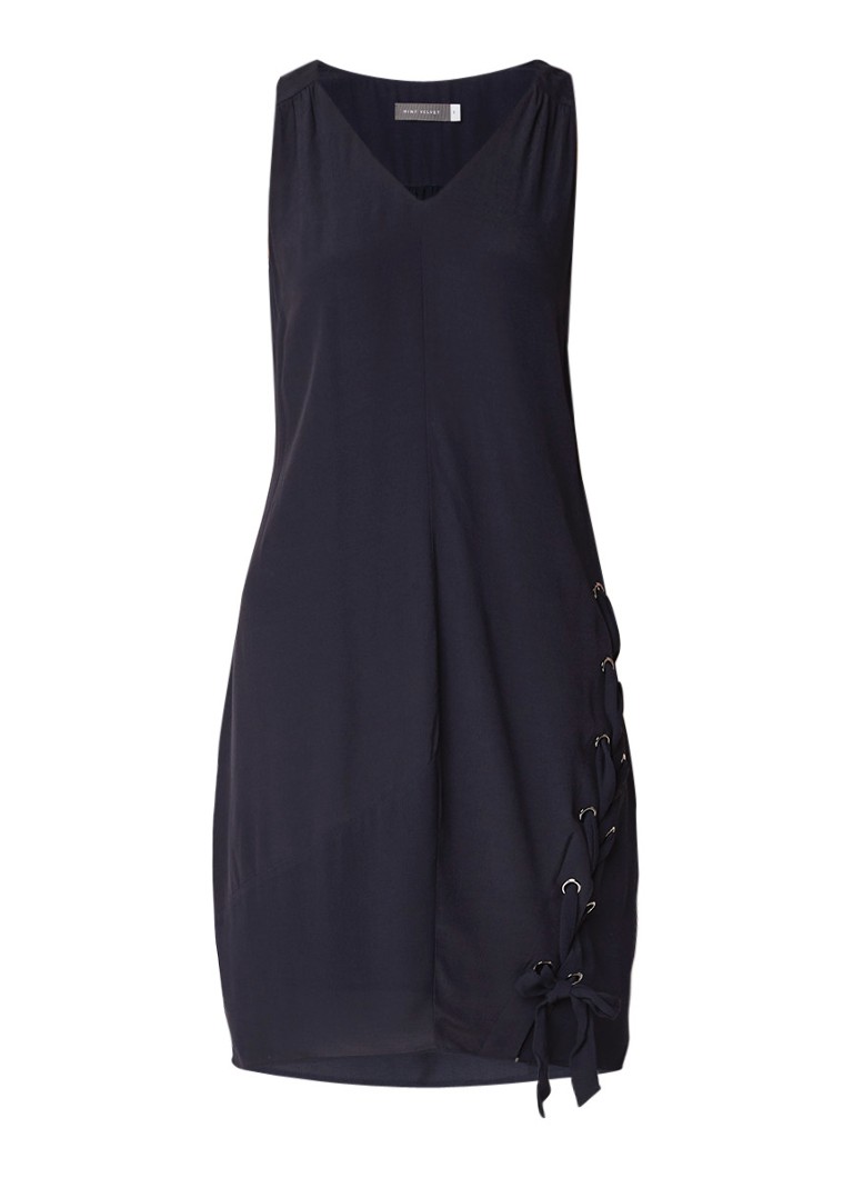 Mint Velvet Midi-jurk met strik en eyelet detail donkerblauw