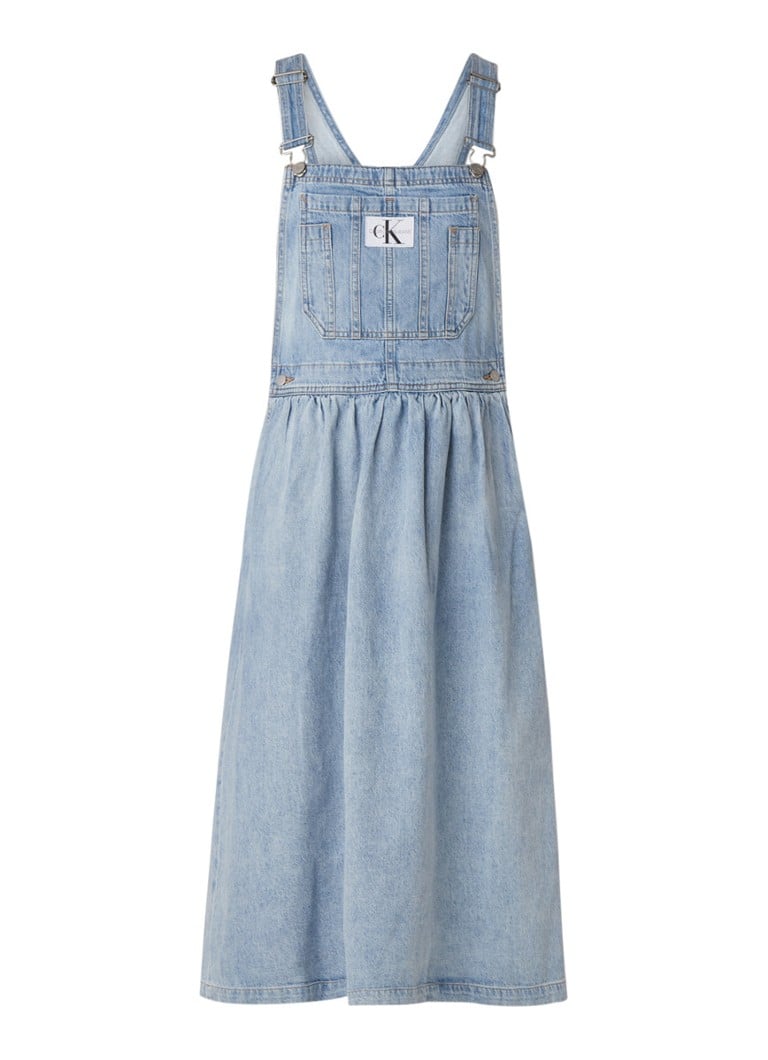 Calvin Klein Iconic Dungaree overgooier van denim lichtblauw