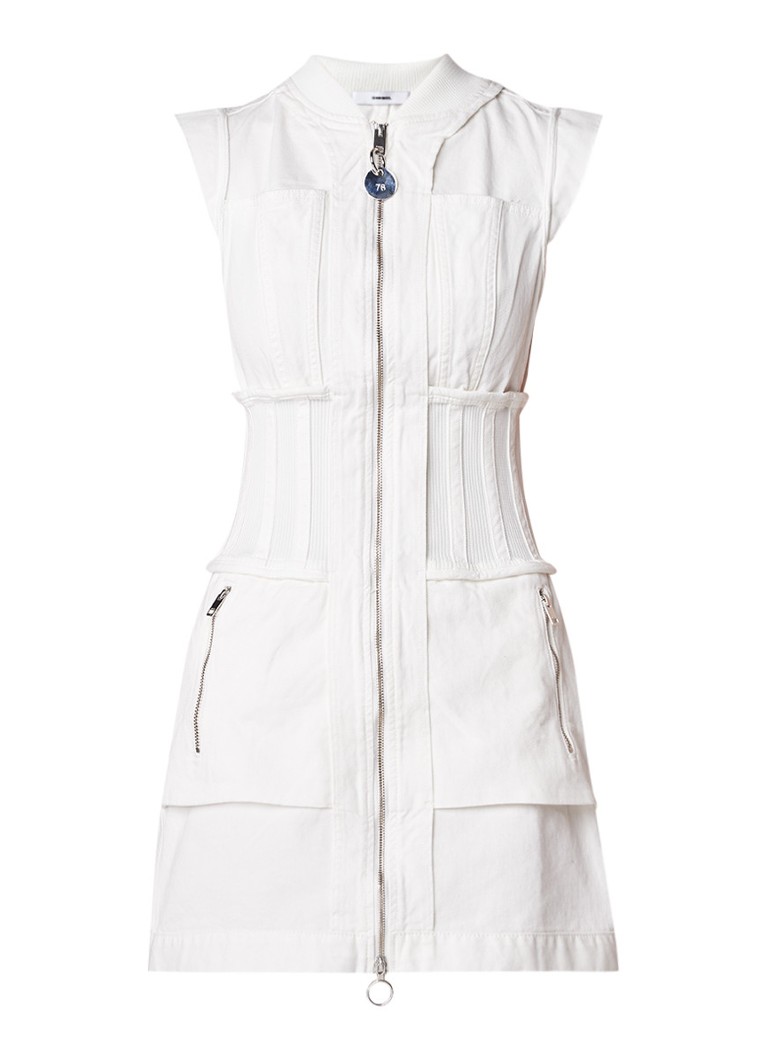 Diesel De-Bill mini-jurk van denim met deelbare rits gebroken wit