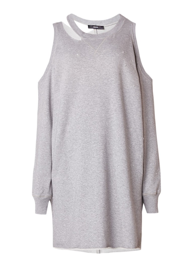 Diesel D-Carli cold shoulder sweaterjurk met destroyed details grijsmele