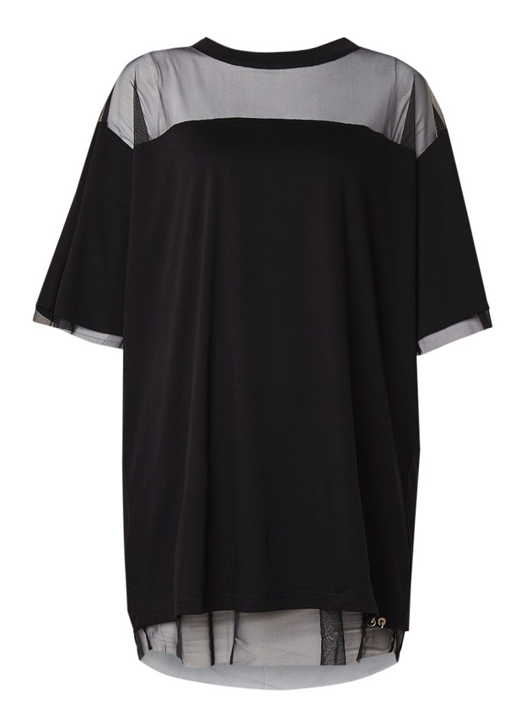Diesel D-Lia loose fit mini-jurk met semi-transparante inzet zwart