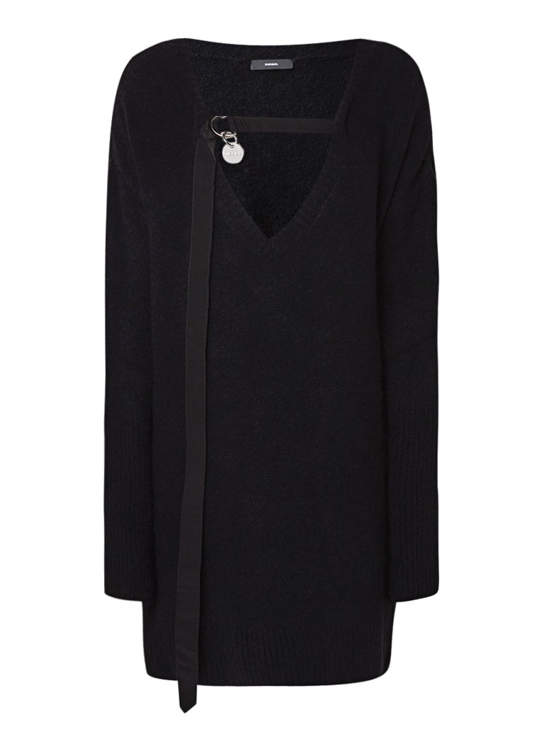 Diesel M-Softy fijngebreide trui-jurk in alpacawolblend zwart