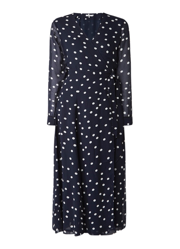 Ganni Marceau Georgette maxi-jurk van crÃªpe met stippendessin donkerblauw