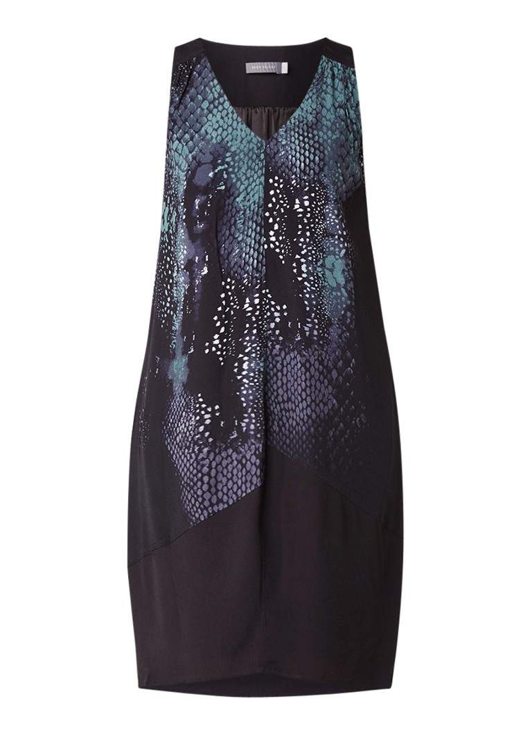 Mint Velvet Roxan midi-jurk met abstract slangendessin zwart