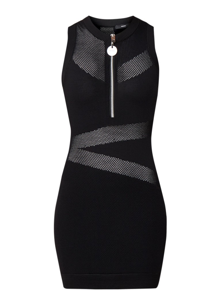 Diesel M-Froux mouwloze mini-jurk met opengewerkte details zwart