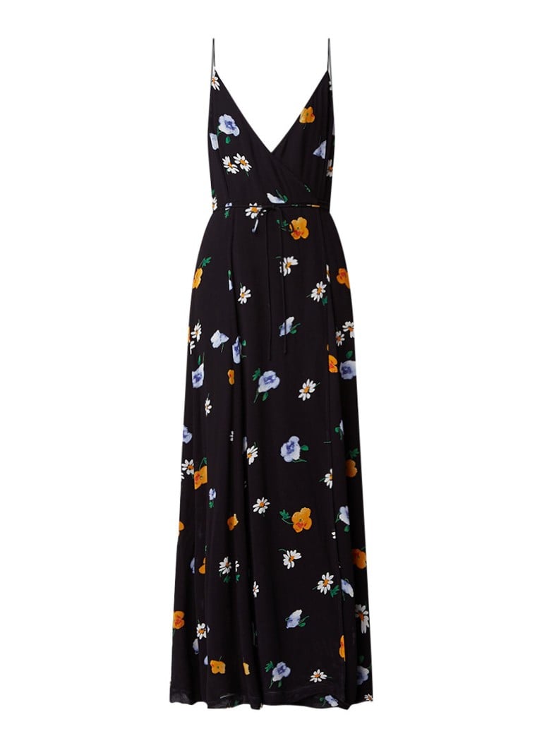Ganni Georgette maxi-jurk met bloemendessin zwart
