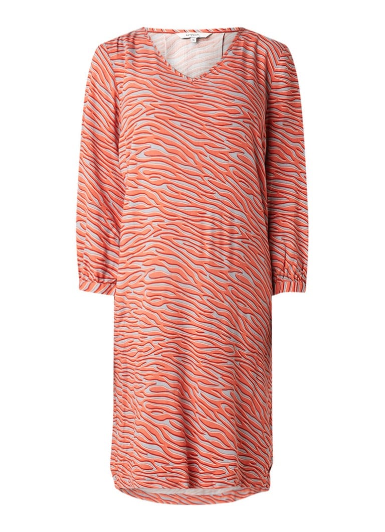 Sandwich Loose fit midi-jurk met dessin en strikmanchet oranje