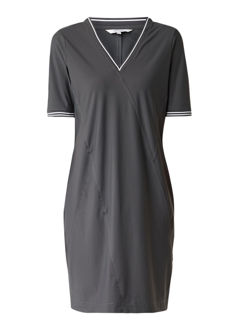 Sandwich Midi-jurk met siernaden en ribgebreide boorden donkergrijs