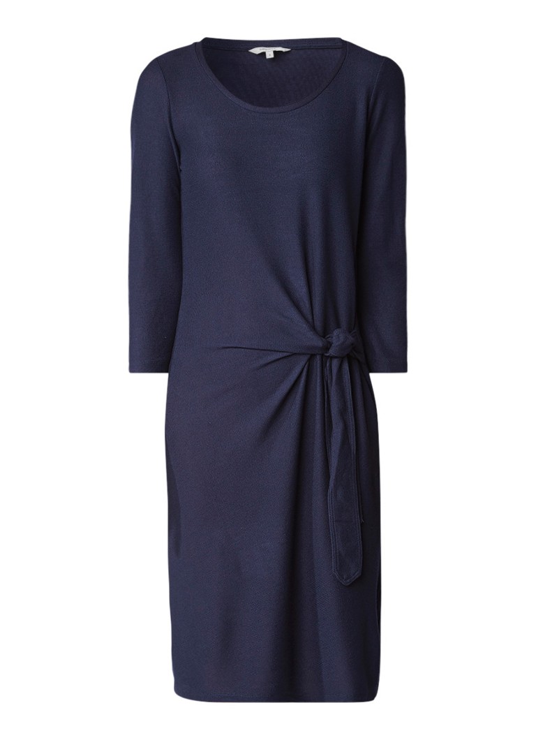 Sandwich Jersey jurk met knoopdetail donkerblauw
