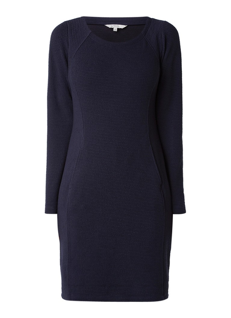 Sandwich Jurk van jersey met structuur donkerblauw