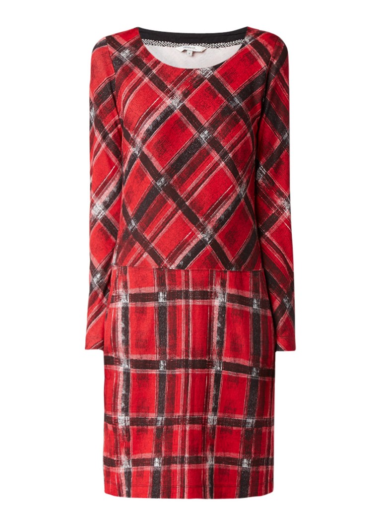 Sandwich Midi-jurk met ruitdessin en zakken rood