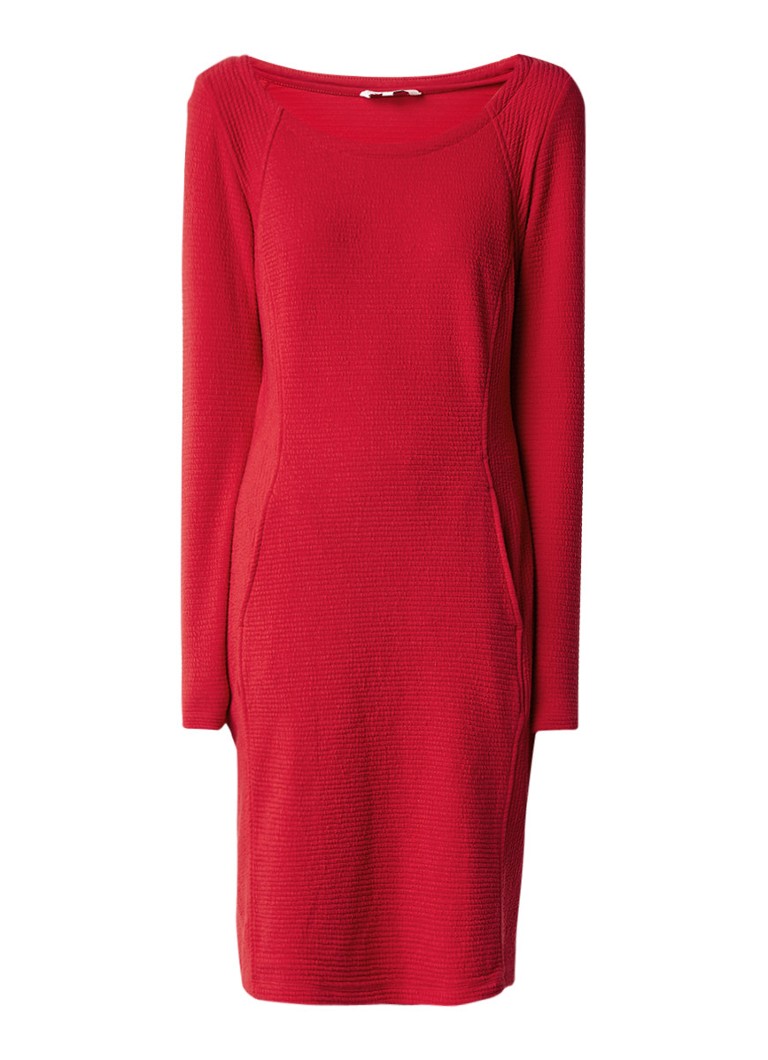 Sandwich Midi-jurk met structuur en steekzakken rood