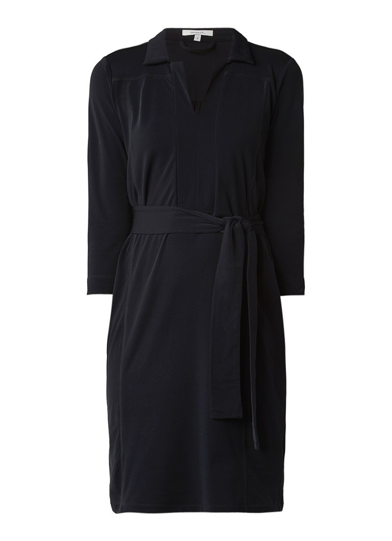 Sandwich Midi-jurk met kraag en strikceintuur zwart