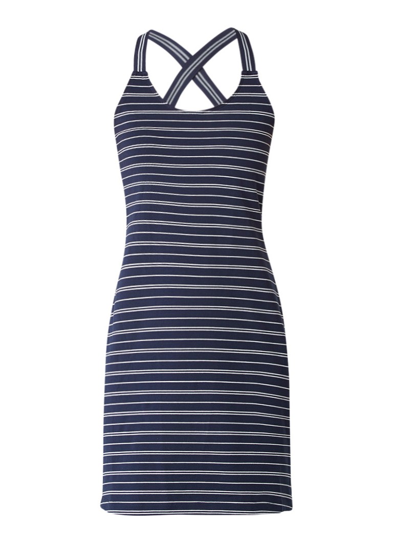 Sandwich Singlet jurk met elastische schouderbanden donkerblauw