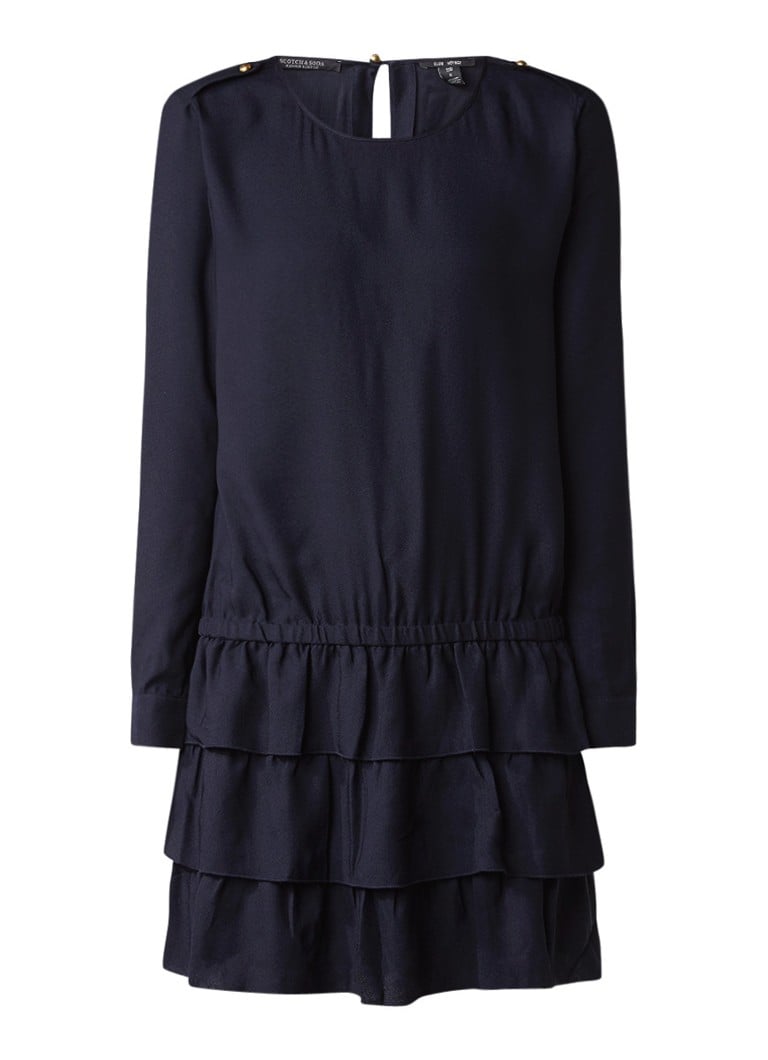 Scotch & Soda Tuniekjurk met ruches en epauletten donkerblauw