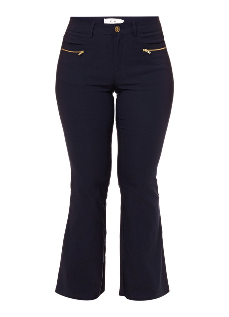 Zizzi Bootcut broek met stretch blauw