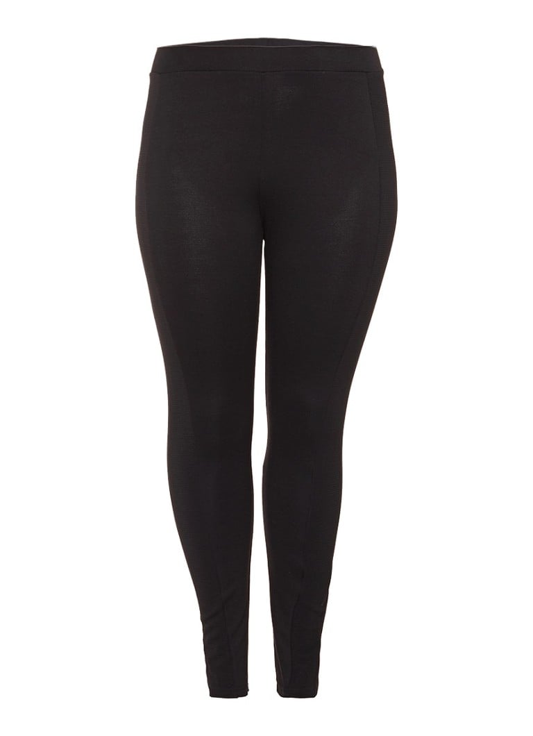 Junarose Nia legging van stretch jersey met geribde biezen zwart