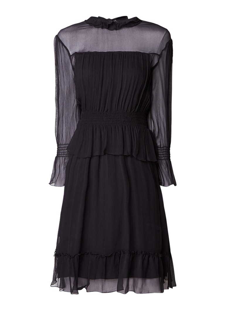 See By ChloÃ© A-lijn jurk van zijde met ruches en strikdetail zwart