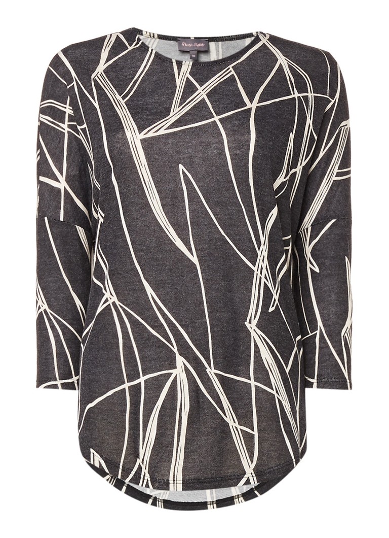 Phase Eight Losvallende top met ronde hals en abstracte print wit