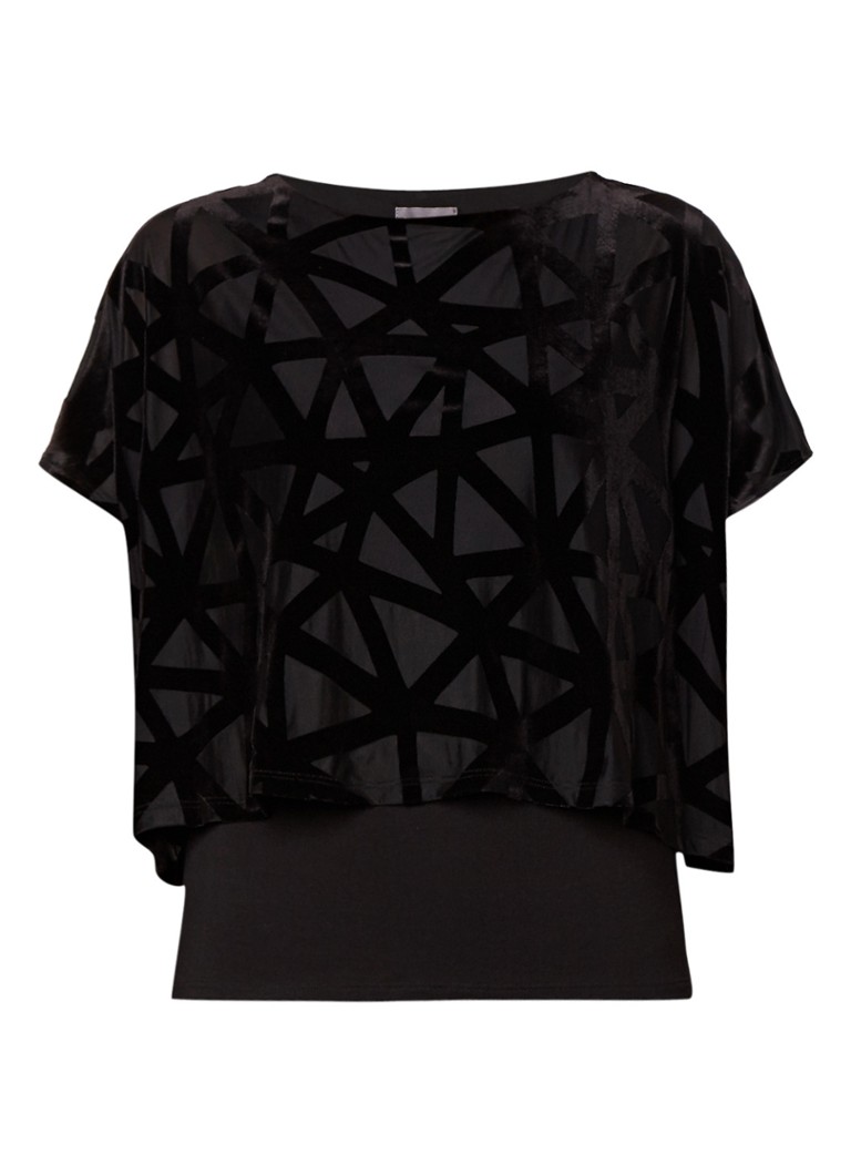 Phase Eight Viv top met overlay en print van fluweel wit