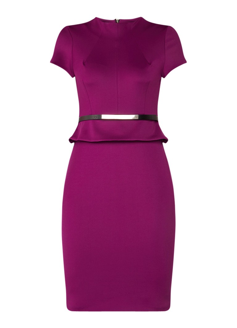 Phase Eight Darcy kokerjurk met peplum en ceintuur paars