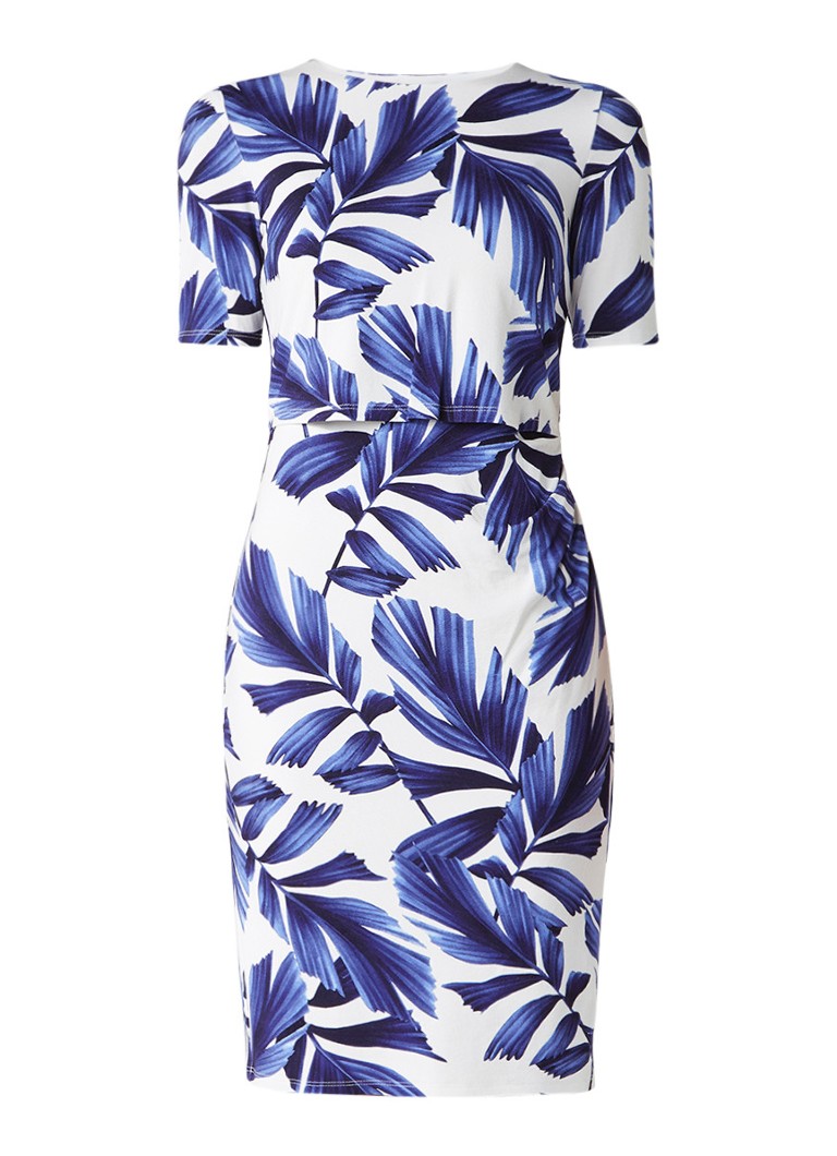 Phase Eight Eloise midi-jurk met palmprint donkerblauw