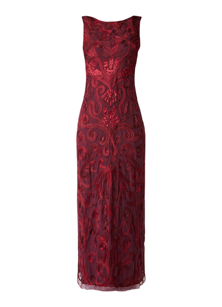 Phase Eight Thandi galajurk met jacquard borduursel bordeauxrood