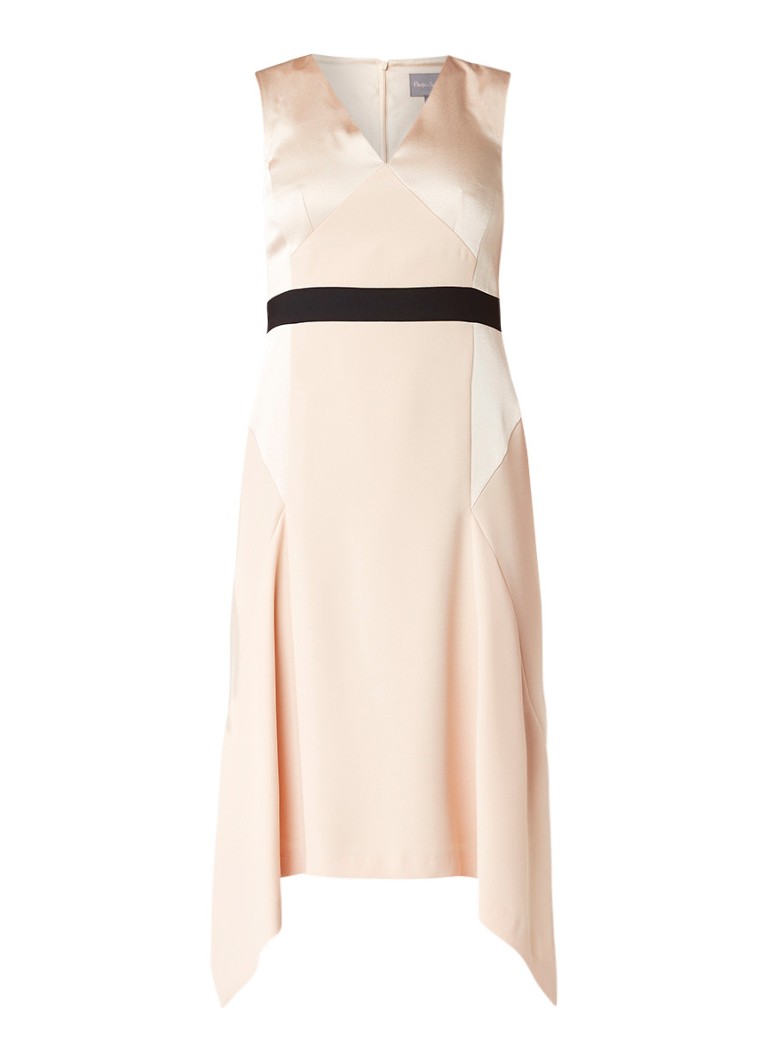 Phase Eight Felicia midi-jurk met contrasterende taillebies lichtroze