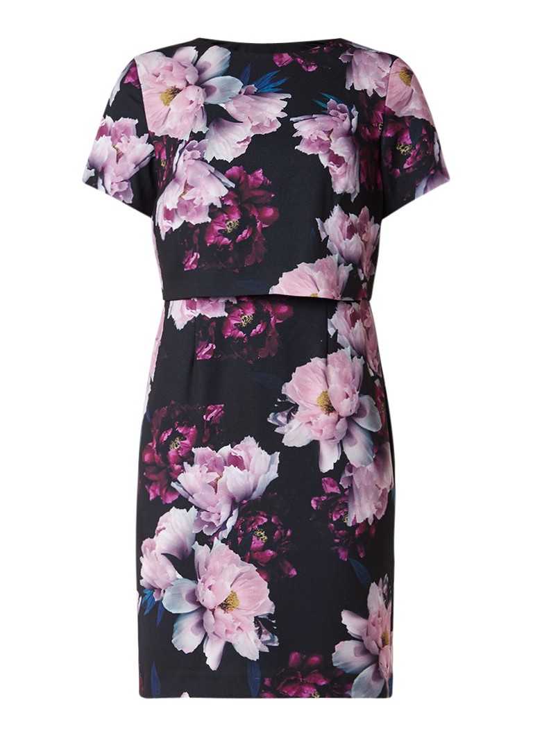 Phase Eight Kaylor midi-jurk met overlay en bloemdessin zwart