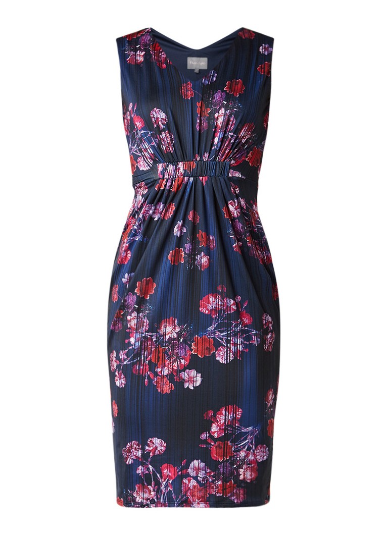 Phase Eight Jovie midi-jurk met bloemendessin en plooidetails donkerblauw