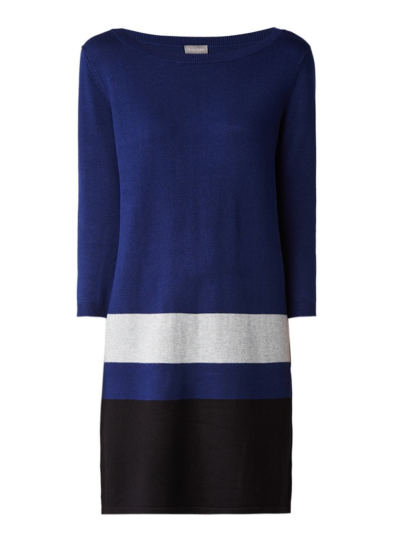 Phase Eight Celine fijngebreide jurk met colour blocking donkerblauw