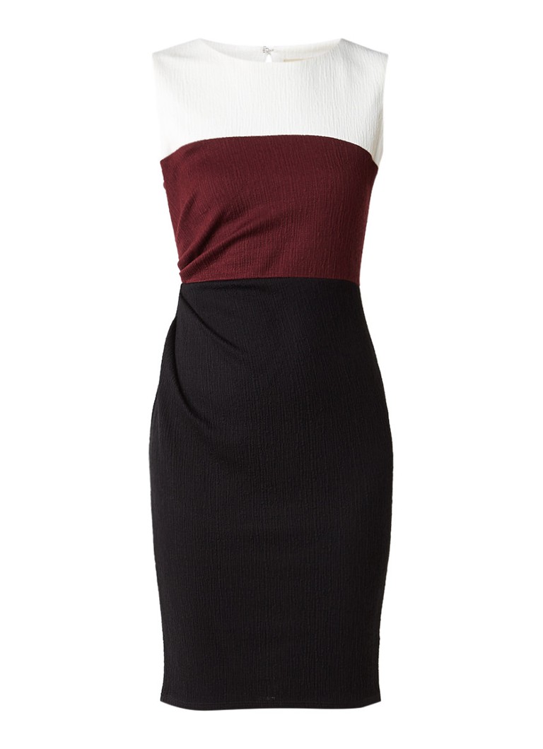 Phase Eight Cora midi-jurk met plooidetail en colour blocking bordeauxrood