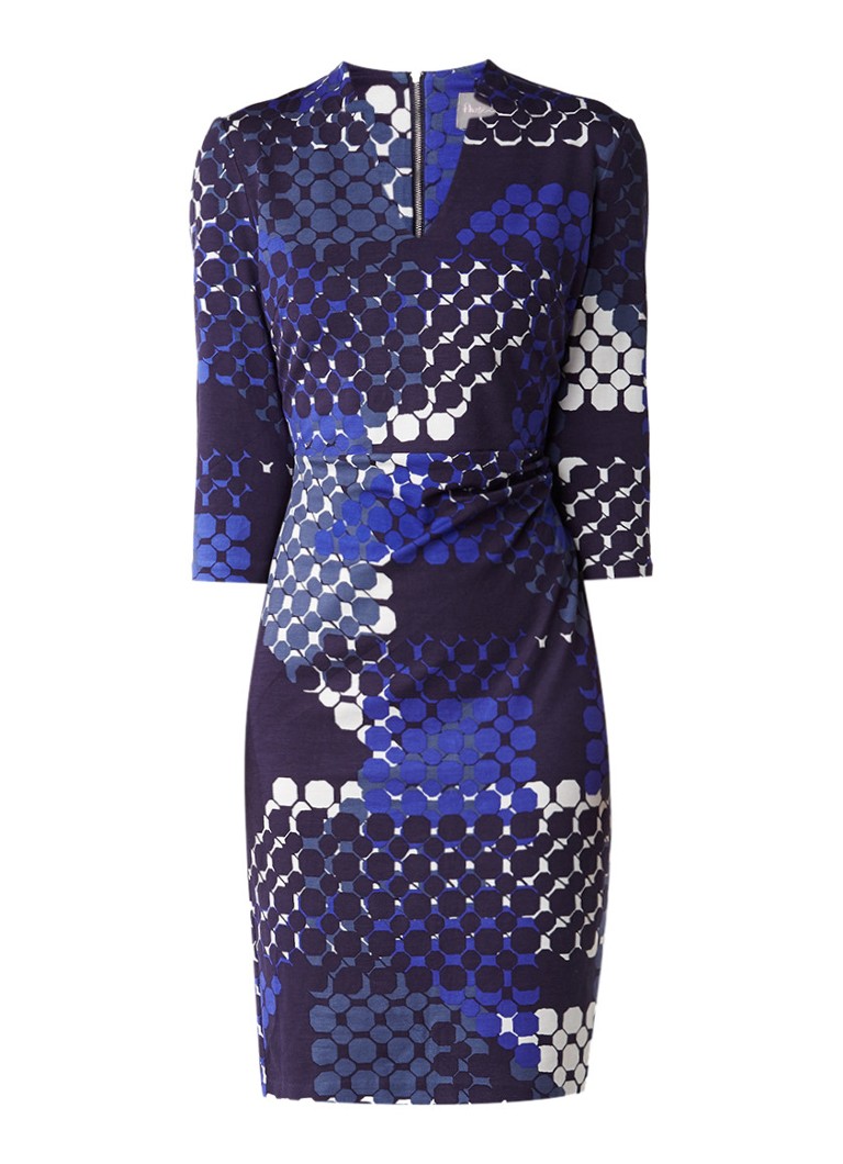 Phase Eight Ginny midi-jurk met dessin donkerblauw