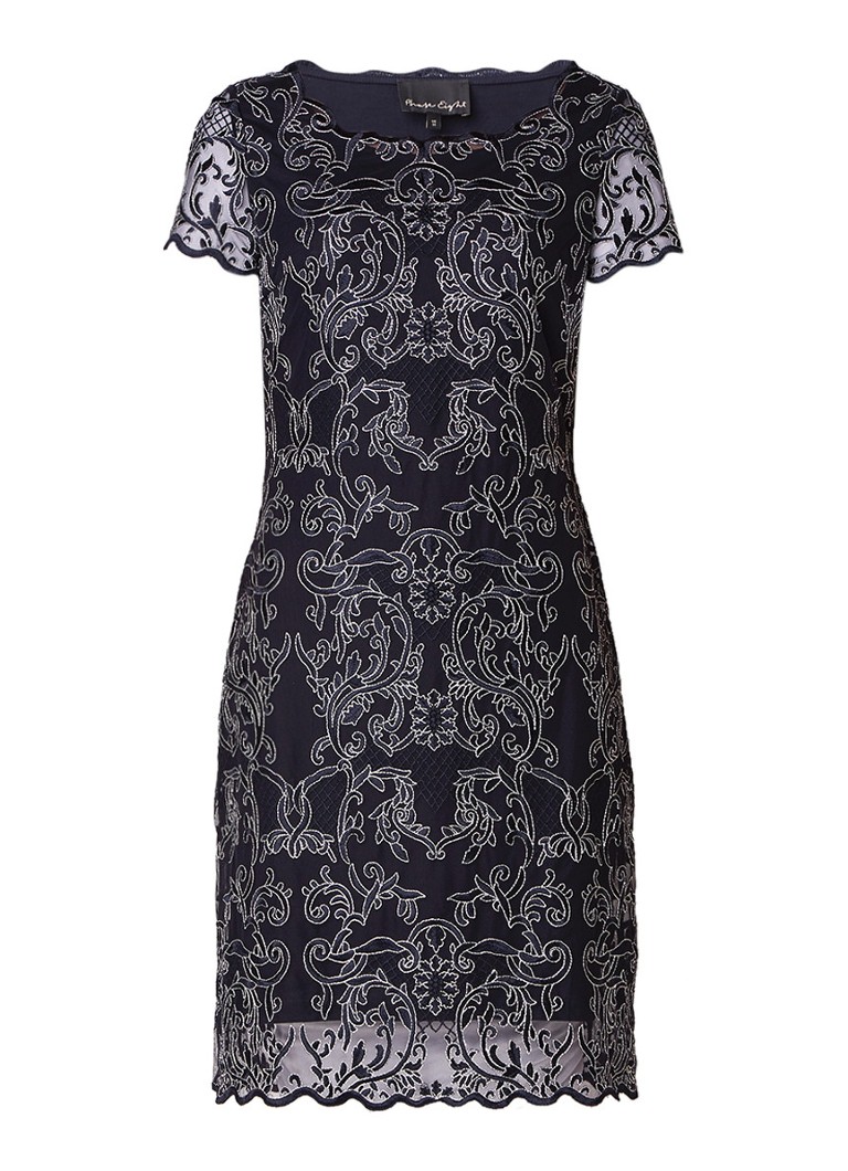 Phase Eight Tatiana midi-jurk met jacquard dessin donkerblauw