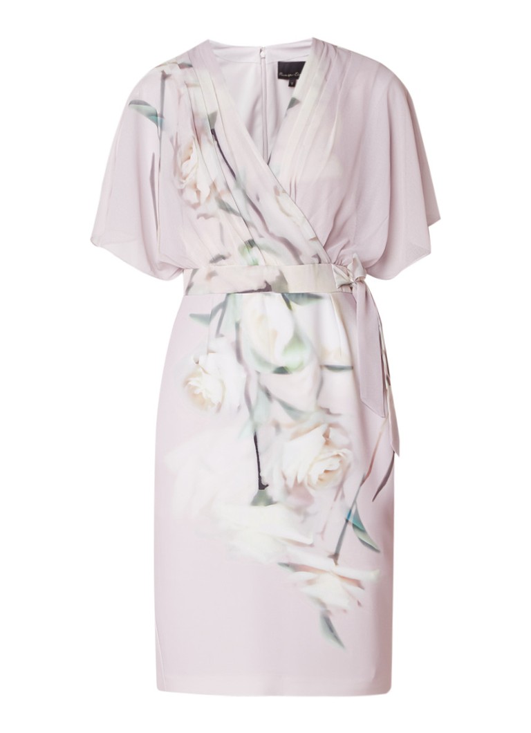 Phase Eight Sorell wikkeljurk met print en overlay van crêpe oudroze