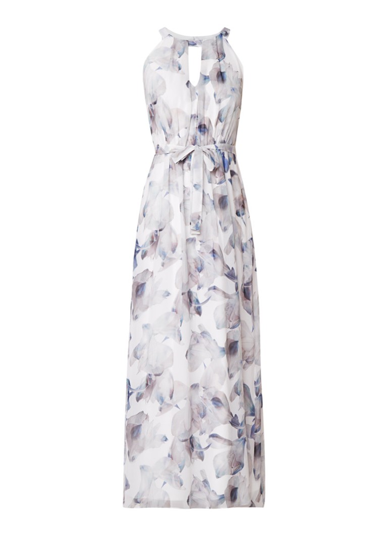 Phase Eight Salema maxi-jurk met bloemendessin en tailleceintuur wit