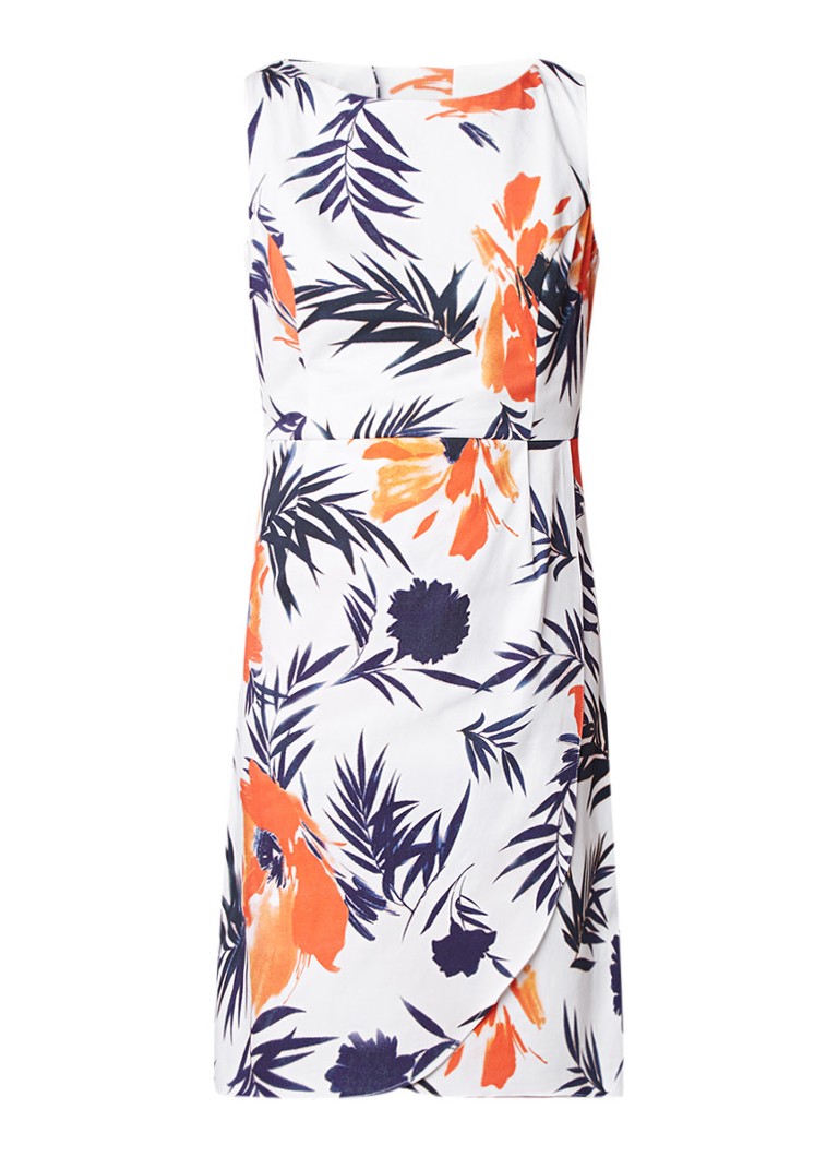 Phase Eight Juana midi-jurk met bladdessin en overslag wit